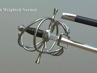 Fencing sword with low-poly mesh Low-poly 3D model