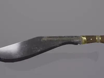 Kukri knife with wooden handle Free low-poly 3D model
