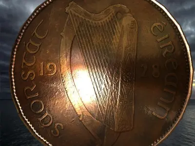 Ireland penny Low-poly 3D model