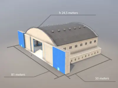 Airport Hangar1 UEEE Low-poly 3D model