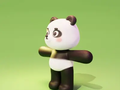 Cartoon cute Panda character design Free 3D model
