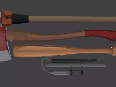 erramientas o armas cuerpo a cuerpo Low-poly 3D model