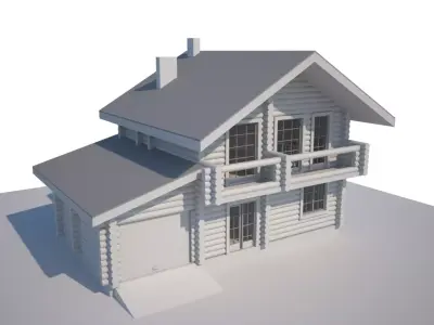 Log house wooden project Revit Max 3D model