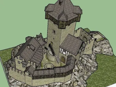 Medieval Castle VR - AR - low-poly - Papercraft model Low-poly 3D model