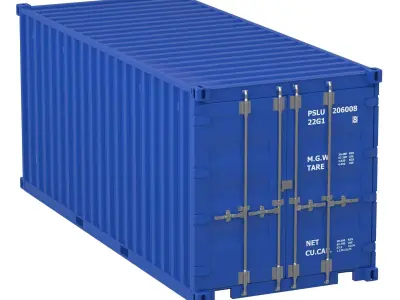 20 ft Container blue 3D model