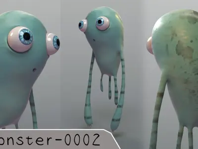 monster0002 creature with big eyes 3D model