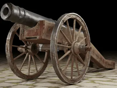 Old cannon Low-poly 3D model