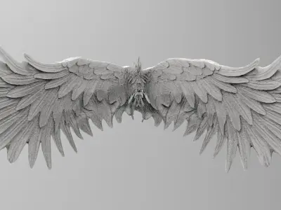 Angel wings Stylized features out with UVs 3D model
