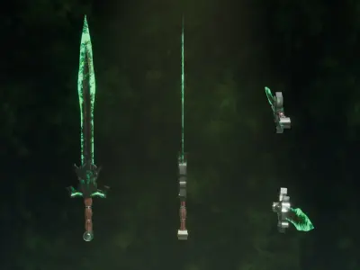 15 poison elemental weapons - medieval - fantasy VOL 01 Low-poly 3D model