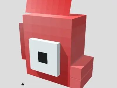 Fish Cube Animated Low-poly 3D model