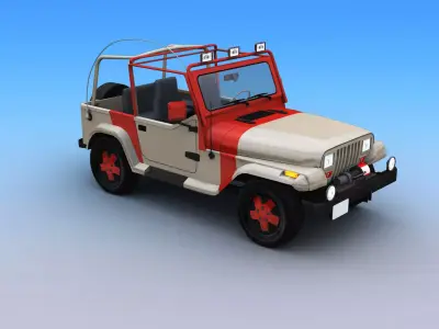 Lowpoly Jeep with interior 2 Low-poly 3D model
