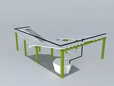 Hydroponics bench with tiles 3D model
