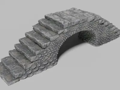 Cobblestone Bridge - Fantasy Medieval Low-Poly Pebble Footbridge Low-poly 3D model