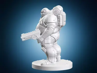 Volus Alien Soldier With Pistol Mass Effect Sci-Fi Miniature 3D print model