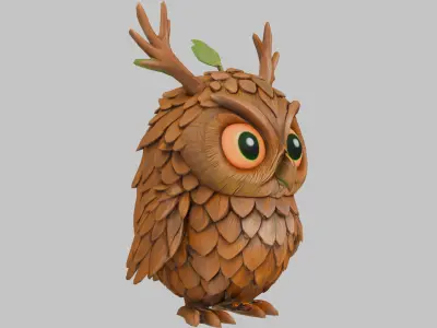 Pinecone Owl Low-poly 3D model