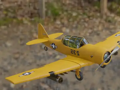 airplane t6 texan  low poly Low-poly 3D model