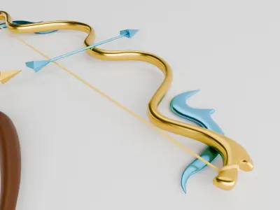 Elegant Fantasy Bow and Arrow Set Free low-poly 3D model