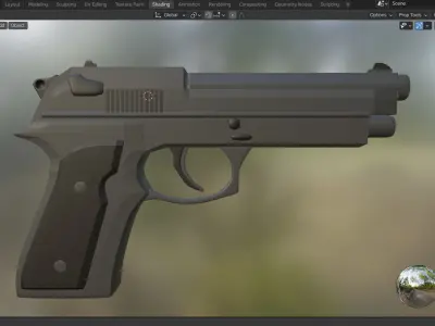 Low Poly Beretta M9 Pistol Low-poly 3D model