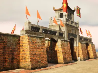 Hanoi - O Quan Chuong Gate - VietNam Low-poly 3D model