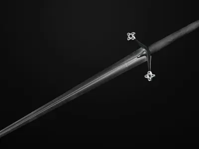 Claymore medieval sword with multiple texture variations Low-poly 3D model