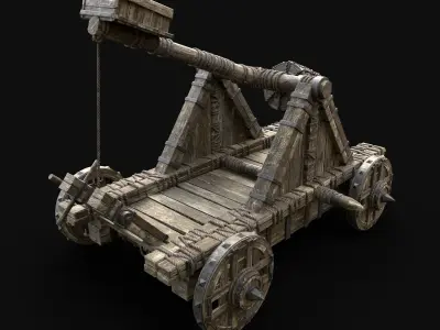 CATAPULT WAR MACHINE MEDIEVAL SIEGE ENGINE WAR BATTLE WEAPON Low-poly 3D model
