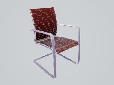 Modern chair deep red wool - lavender painted wood Low-poly 3D model