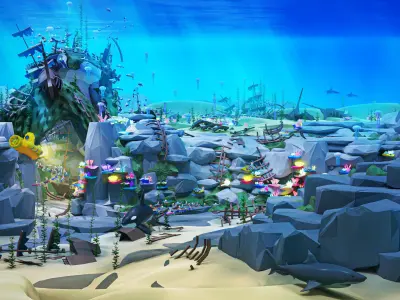 Underwater World Low-poly 3D model