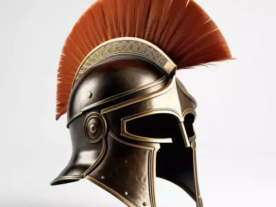 Bronze Ancient Greek Helmet with Plume 3D model