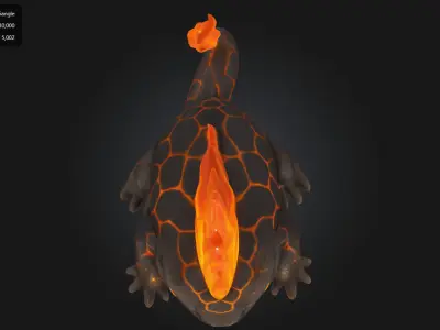 Lava Salamander Stylized Fire Lizard Creature Low-poly 3D model