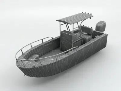 Fishing Motor Boat Boston Whaler 2 Low-poly 3D model