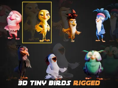 Chibi Canary - 3D Yellow - Rigged Cartoon Bird Low-poly 3D model