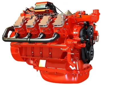 Diesel Engine of 8 Cylinder Power Generation 3D model