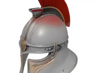 Dented Metal Helmet with Plume 3D model