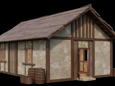 Medieval House 01-02 - 4K Textures Game Ready Low-poly 3D model