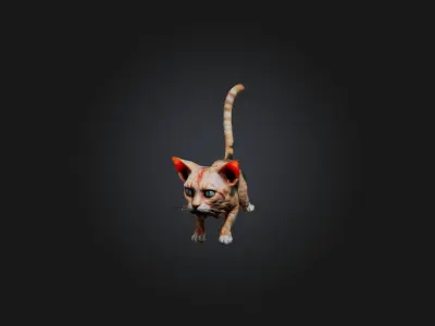Realistic Hurt Cat Model Low-poly 3D model