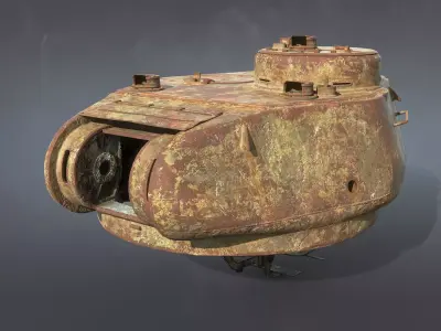 T-34-85 Turret Rusted Low-poly 3D model