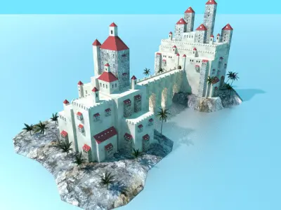 low poly sea castle Low-poly 3D model