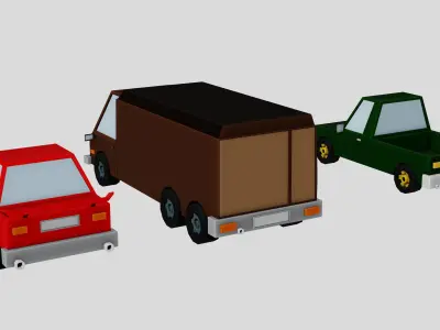 Low poly Vehicle assets for 3D games - Car Van Bus Plane Low-poly 3D model