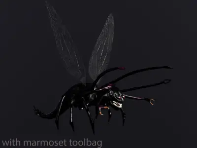 Bug 3 mosquito with eyes Low-poly 3D model