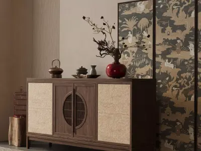 Chinese-style Entryway Cabinet  3D model