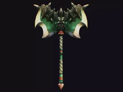 Axe Twohanded Large Weapon Cutting Fantasy Melee Hatchet Low-poly 3D model