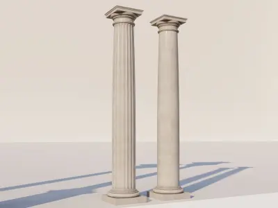 Mutulary Doric two column with pedestal and entablature 3D model