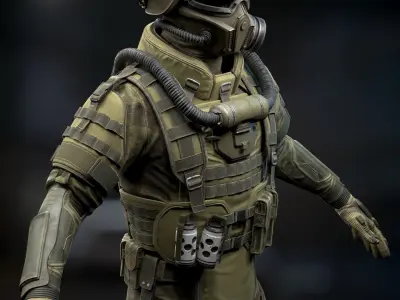 Modern Soldier Low-poly 3D model