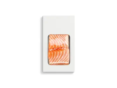 White Salmon Box Pack - fish cardboard tray 3D model