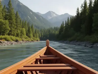 Wooden Gondola 3D Classic Rowboat Rich Grain Curved Bow Low-poly 3D model