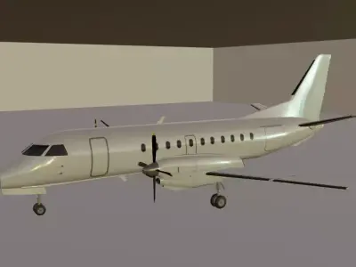 SAAB 340 and 3D Cockpit low poly model with generic livery Low-poly 3D model