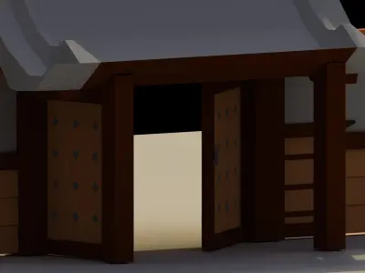Low Poly Japanese Gate Low-poly 3D model