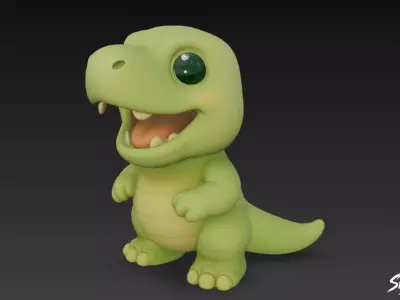 Cartoon Plush Tyrannosaurus Low-poly 3D model