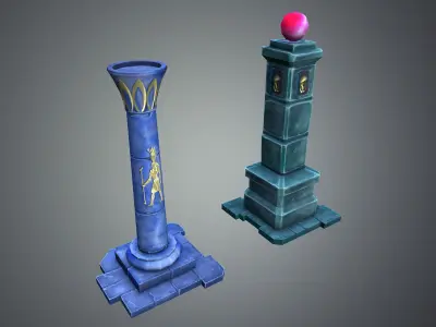 Fantasy Pillar Collection Low-poly 3D model