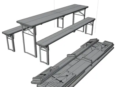 Biertischgarnitur  I  German Outdoor Beer Furniture Free 3D model
